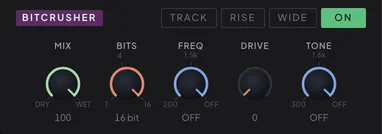 The Bitcrusher module on the FX tab with its controls