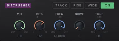 The Bitcrusher module on the FX tab with its controls