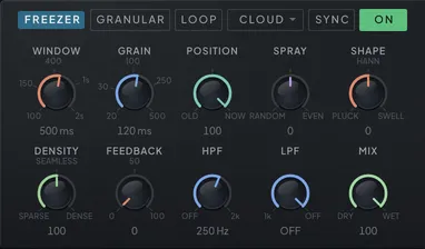 The Freezer module on the FX tab with its controls